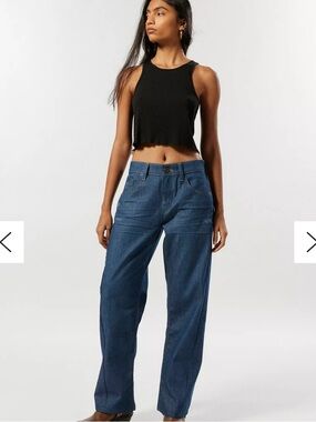 BDG URBAN OUTFITTERS JET TWISTED STRAIGHT LEG DK BLUE WASH DENIM JEANS SZ 29